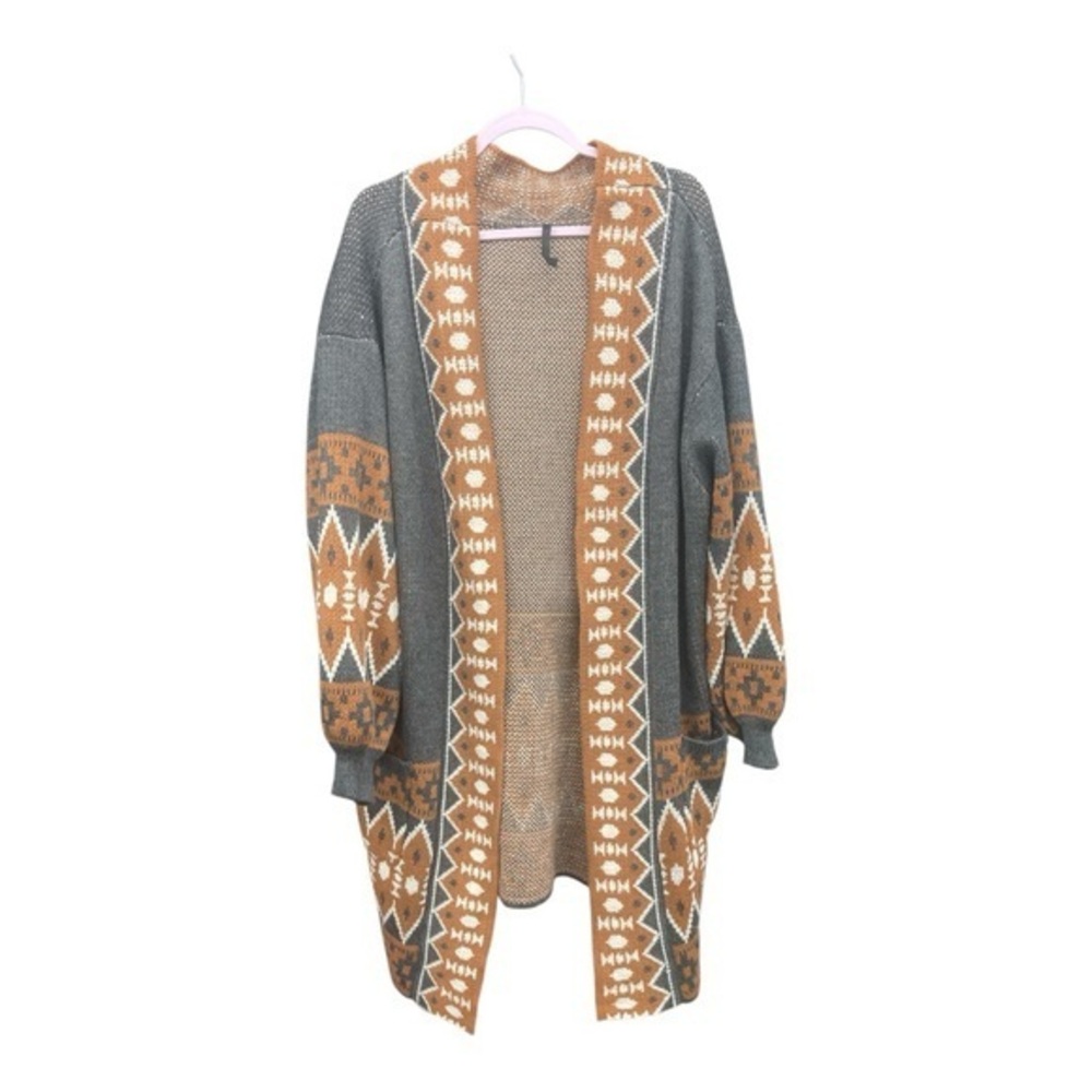 Stylish Gray and Brown Women's Cardigan Sweater size  22-24